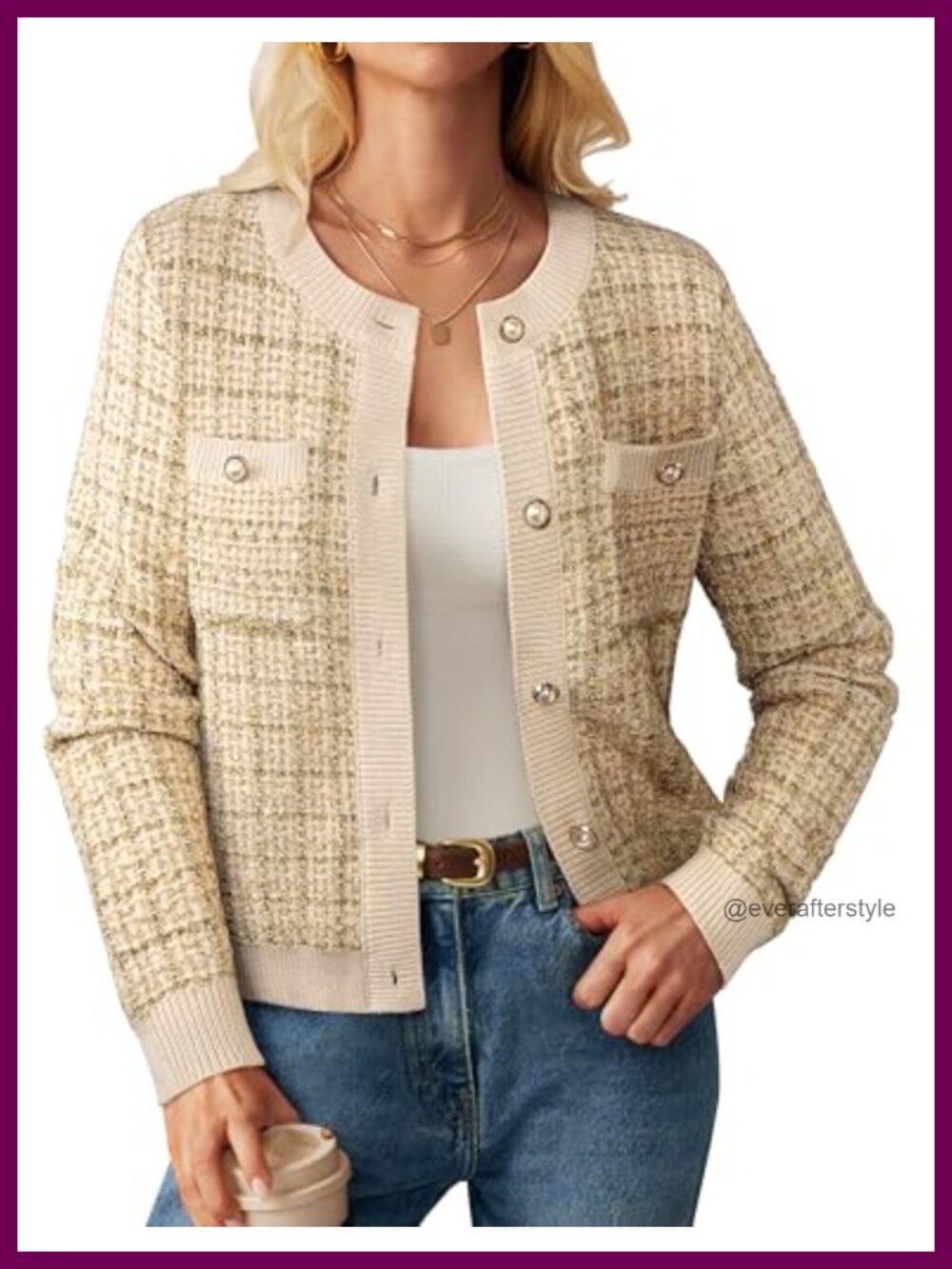 Textured Knit Button Cardigan Sweater Long Sleeve Pockets